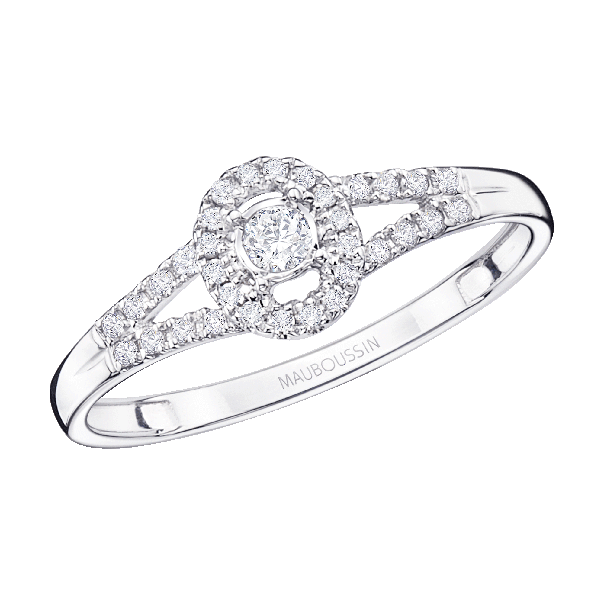 Bague Mauboussin « Vie, Liberté, Amour » En Or Blanc 750 Et Diamants - Occasion