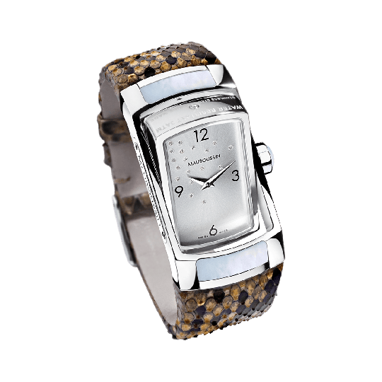 Montre femme L'heure du Python, cadran galvanique, bracelet python