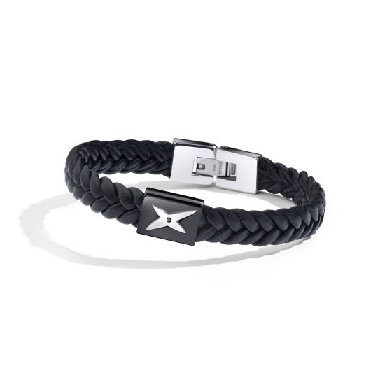 Bracelet Mec j'te Kiff, noir et barrette noire