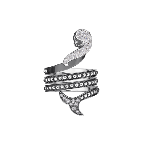 Bague "Ma Petite Sirène d'Amour", argent, diamants.