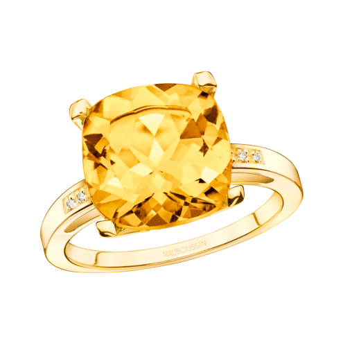 Petit Visage d'Amour ring, citrine
