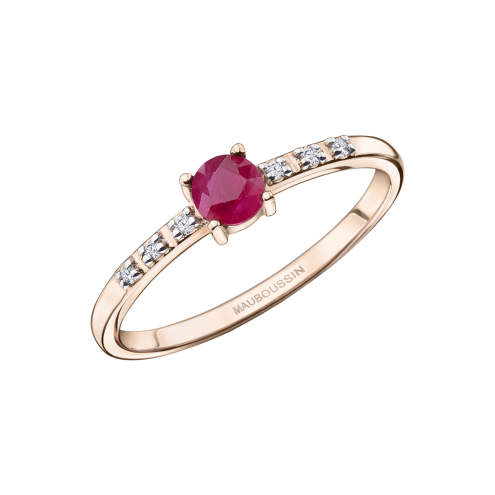 Bague Capsule d'Emotions, Passionnément, or rose et rubis - Taille - 50