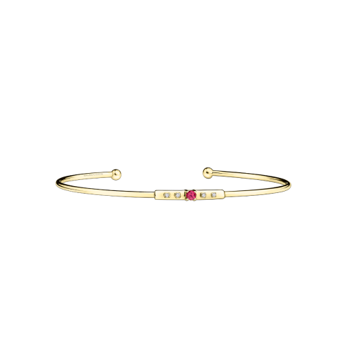 Bracelet Capsule d'émotions, or jaune, rubis