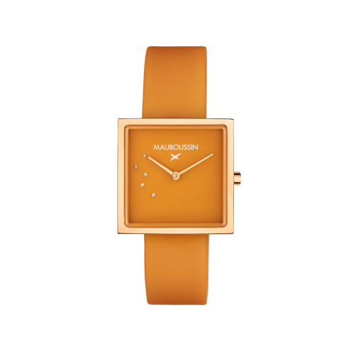 L'Heure Caramel watch, salted butter caramel, square 