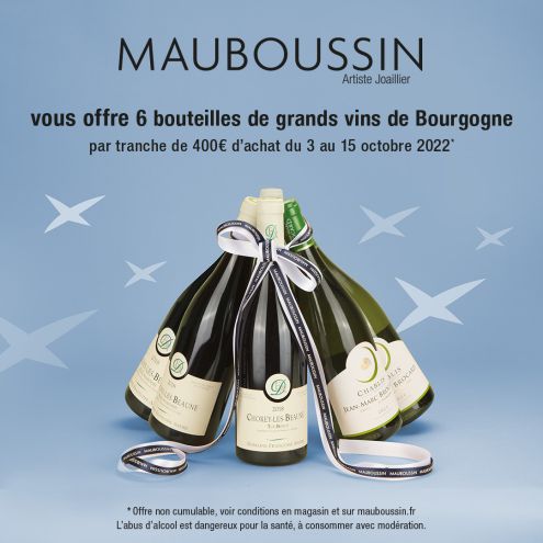 Mauboussin vous offre une caisse de Grands Vins de Bourgogne par tranche de 400€ d'achat