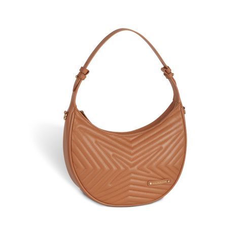 Sac demi-lune Une Princesse dans la Ville, cuir camel