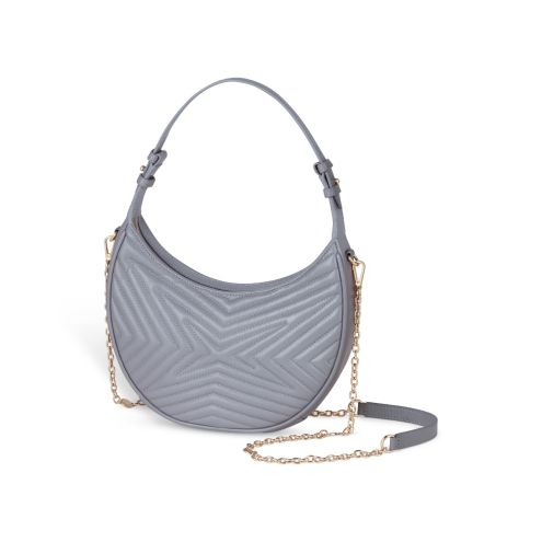 Sac demi-lune Une Princesse dans la Ville, cuir gris