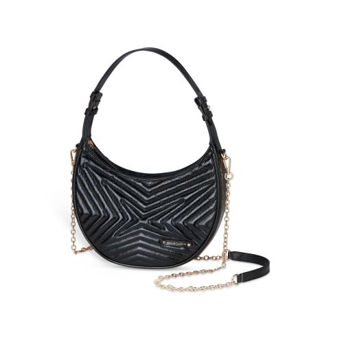 Sac demi-lune Une Princesse dans la Ville, cuir noir vernis