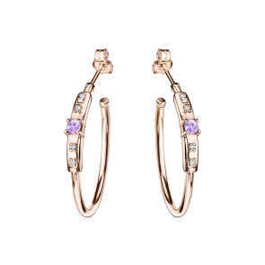 Capsule d'Emotions hoop earrings, pink gold, purple sapphire 