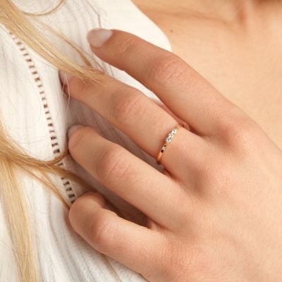Mauboussin Bague Trois grains d amour or jaune et diamants