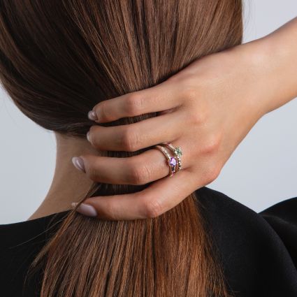 Bague Trop Smart améthyste verte