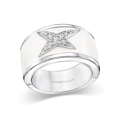 Bague La Star de la Côte d'Azur, laque blanche et or blanc