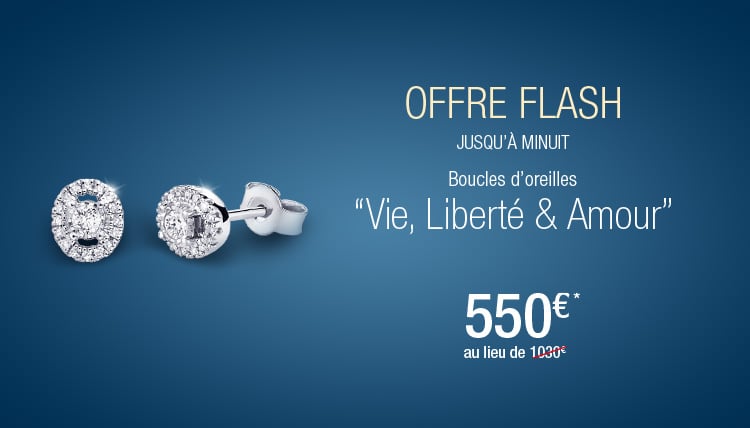 Offre Flash boucles d'oreilles "Vie, Liberté et Amour"