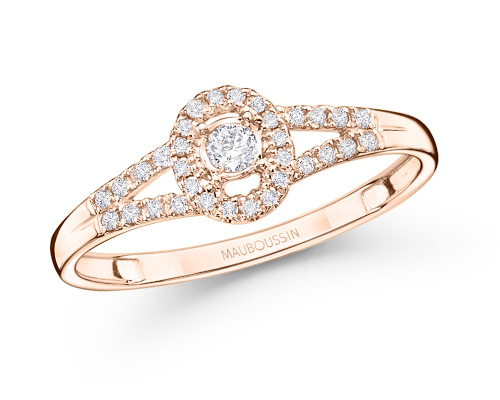 Bague Vie Libert&eacute; et Amour en or rose et diamants