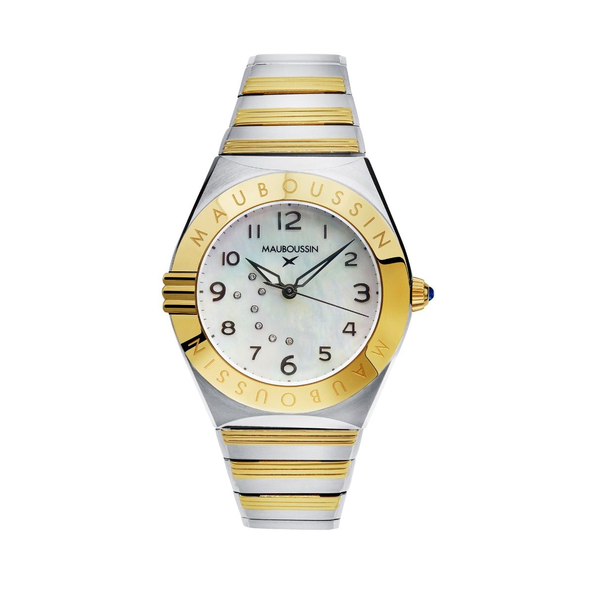 Montre femme Mauboussin 1827 en acier, nacre et diamants